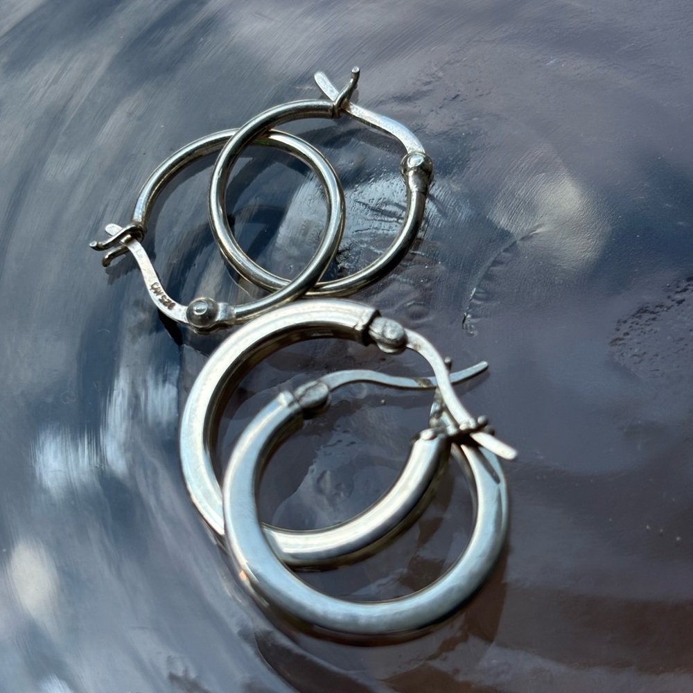 Preloved Silver Hoop Earrings Set